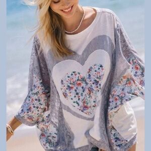 New Oddi Heart Patchwork Top
